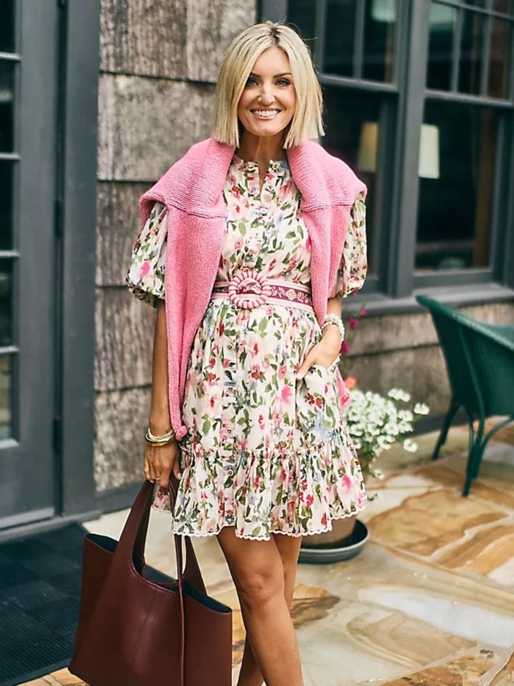 Loverlygrey x Farm Rio x Anthropologie floral short sleeve mini dress